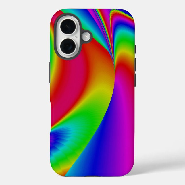 3D Abstrakte Regenbogenkunst iPhone 16 Hülle (Rückseite)