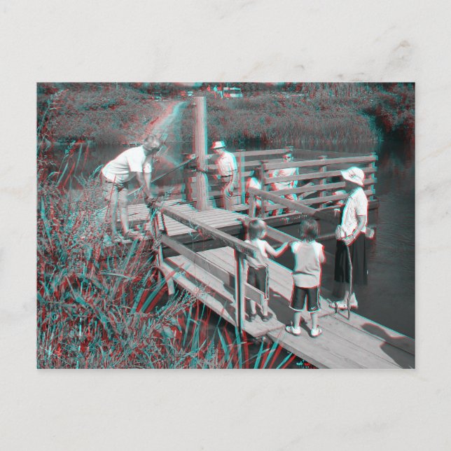 3D Anaglyph - Hampton Lode Ferry, Shropshire, Vere Postkarte (Vorderseite)