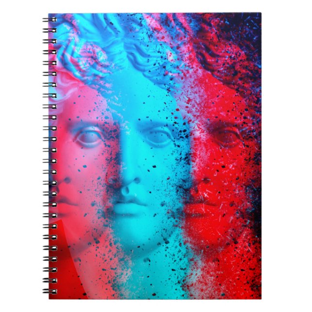 3D Anaglypheneffekt. Covid-Mutanten David Apollo.  Notizblock (Vorderseite)