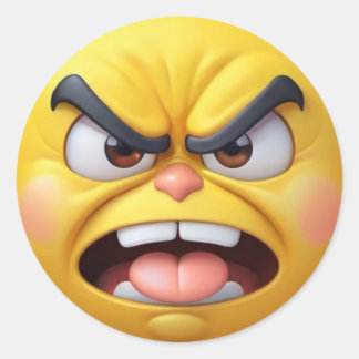 3D Angry Yellow Emoji 2 Aufkleber