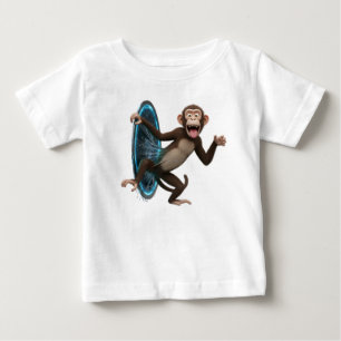 3D-animierter Affe, der aus einem leuchtenden magi Baby T-shirt