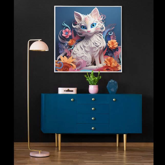 3D-Ansicht Katze Print Poster Artwork Mural (3D Kitty Cat Poster)
