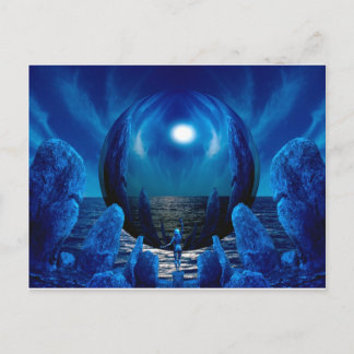 3d art blue wonder postkarte