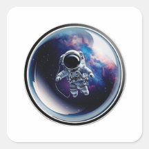 3D-Astronaut im Weltraum-Blasengalaxie-Aufkleber