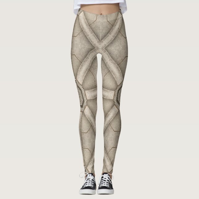 3d Atemberaubende Textur Muster in Steinbraun Leggings (Vorderseite)
