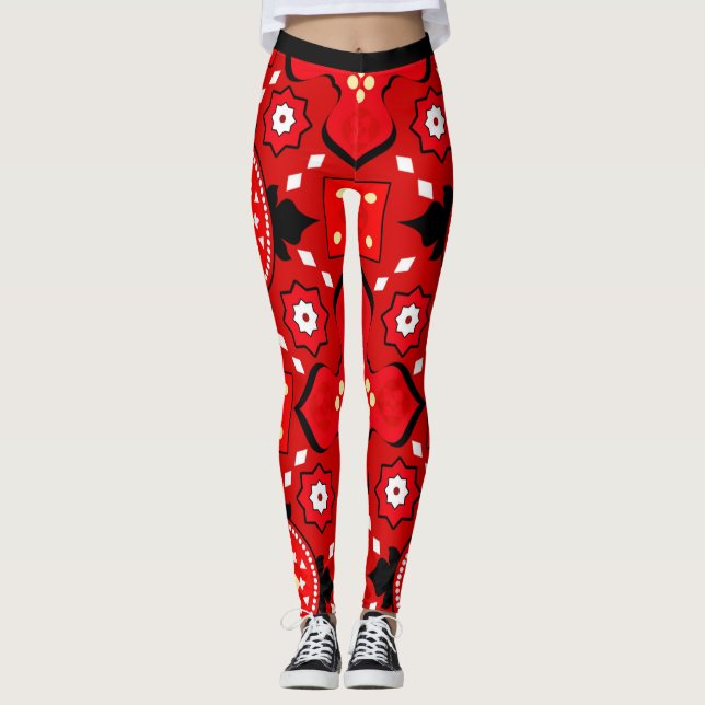 3d Atemberaubendes Stammmuster in Phantastisch rot Leggings (Vorderseite)