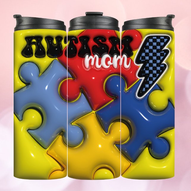 3d Aufgeblasene Autismus-Mama - Puzzle Tumbler Thermosbecher (Von Creator hochgeladen)