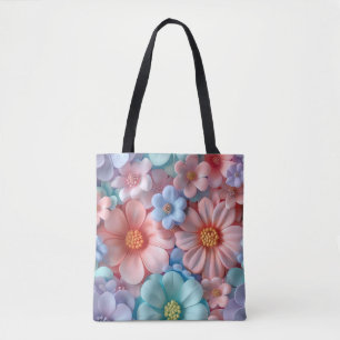 3D Aufgeblasene Pastell-Blume Nahtlose Muster Tasche
