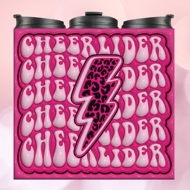 3d Aufgeblasener CHEERLEADER - Leopard Pink Tumble Thermosbecher (Von Creator hochgeladen)