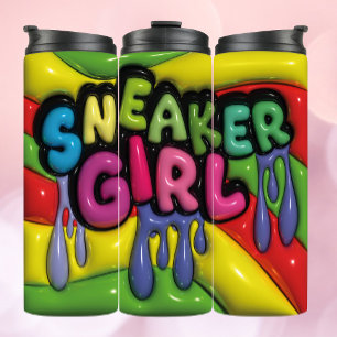 3d Aufgeblasener Effekt tropfender SNEAKER GIRL Tu Thermosbecher