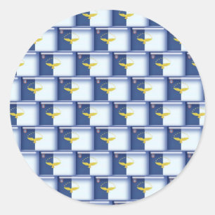 3D Azoren Flaggenmuster Runder Aufkleber