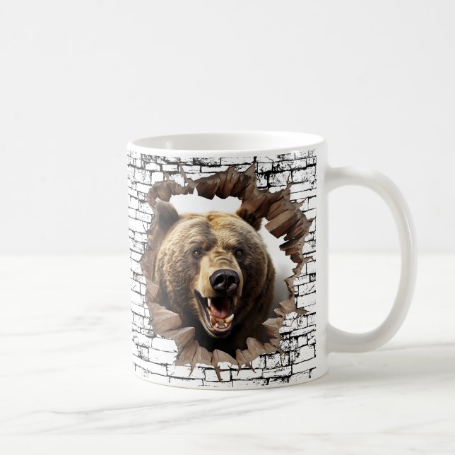 3D-Bär-Wandbruch-Kunst – Realistischer Safari-Stil Kaffeetasse (Rechts)