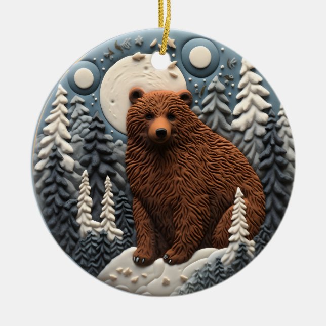 3D Bärenkirstmas Tier Keramik Ornament (Vorne)