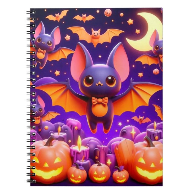 3D bats pumpkins halloween Notizblock (Vorderseite)