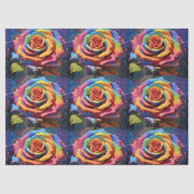 3d Beautiful Rainbow Rose Decoupage Seidenpapier (Vorderseite)