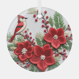 3D bestickter Kardinal Weihnachtsschmuck