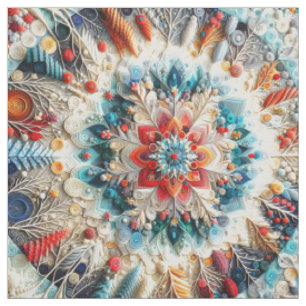 3D bestickter Look Winter Mandala Kaleidoscope Stoff