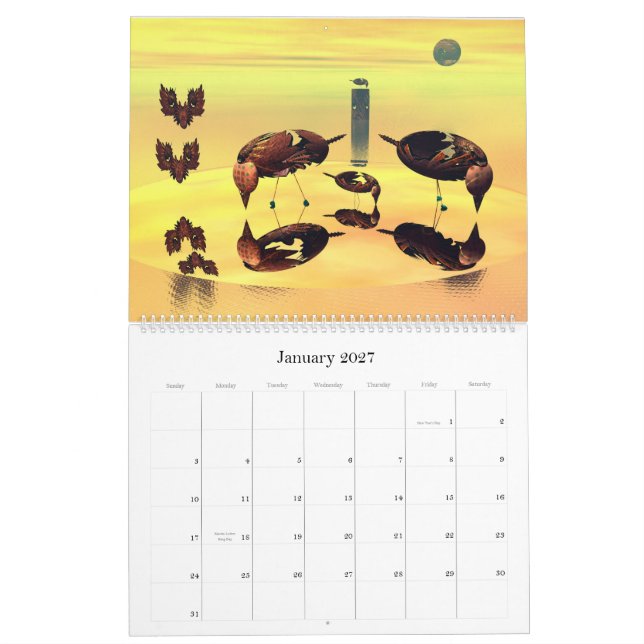 3D bewirkt Fraktale Kalender (Jan 2027)