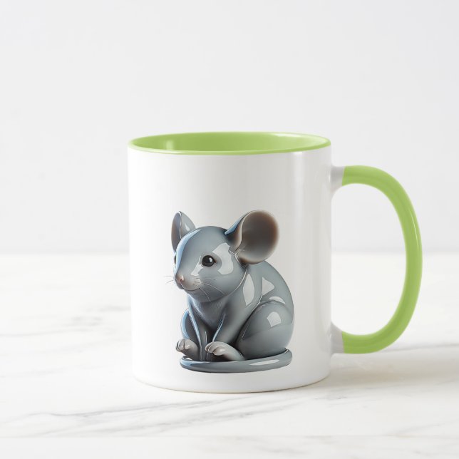 3D-Bibelot einer Porzellanmaus. Tasse (Rechts)