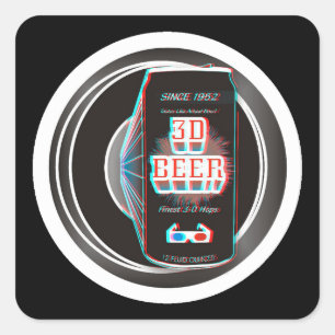 3D BIER! QUADRATISCHER AUFKLEBER