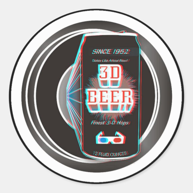 3D BIER! RUNDER AUFKLEBER (Vorderseite)