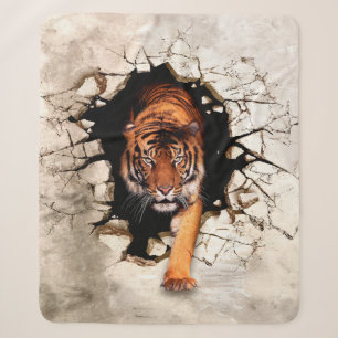 3D-Bild-Tiger kommt aus der zerstörten Wandti Sherpadecke