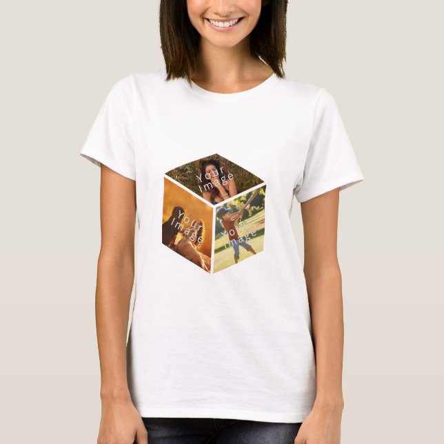 3D-Bilderwürfel, individuelle Foto-Kollage in 3D T-Shirt (Vorderseite)