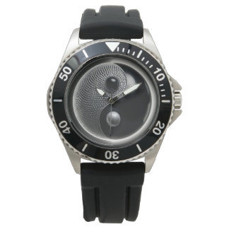 3D Black und Silver Yin Yang Armbanduhr