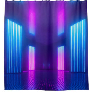 3d, blau-pink violett neon abstrakter Hintergrund, Duschvorhang