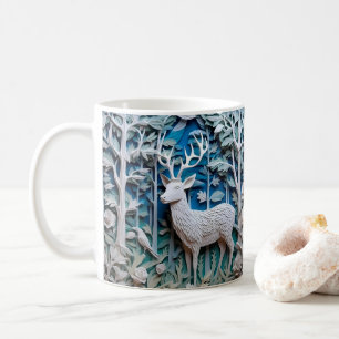 3D-Blick auf den weißen Hirschbuck Kaffeetasse