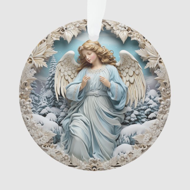 3d Blue Christmas Angel Ornament (Vorderseite)