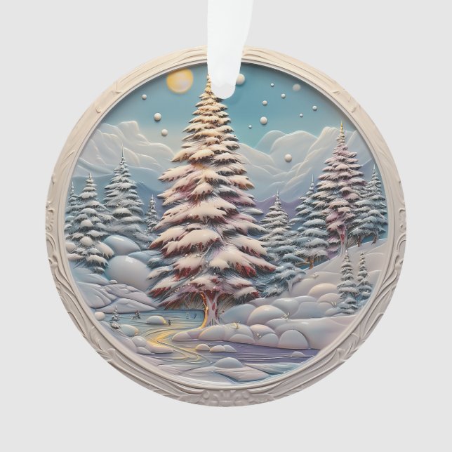 3d Blue Christmas Trees Ornament (Vorderseite)