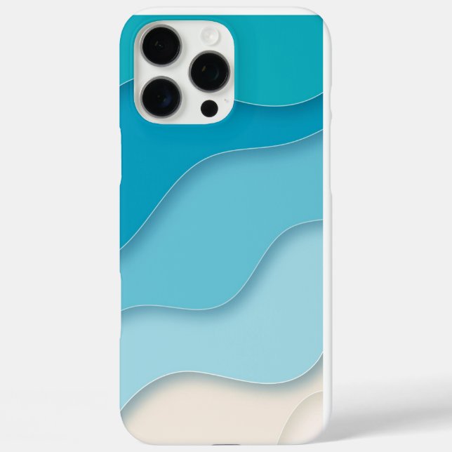 3D Blue Ocean Waves iPhone 16 Pro Max Hülle (Rückseite)