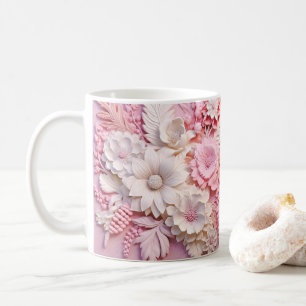 3D-Blume in rosa gedruckt Kaffeetasse