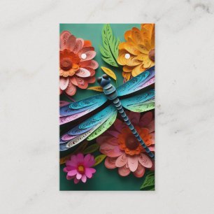 3D-Blume- und Dragonfly-Muster-Karte Visitenkarte