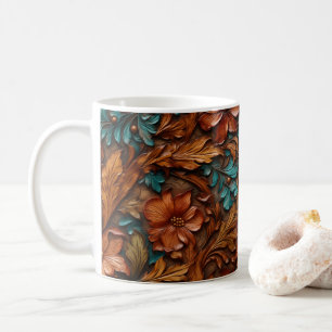 3D-Blume zum Aussehen von Leder in gedrucktem West Kaffeetasse