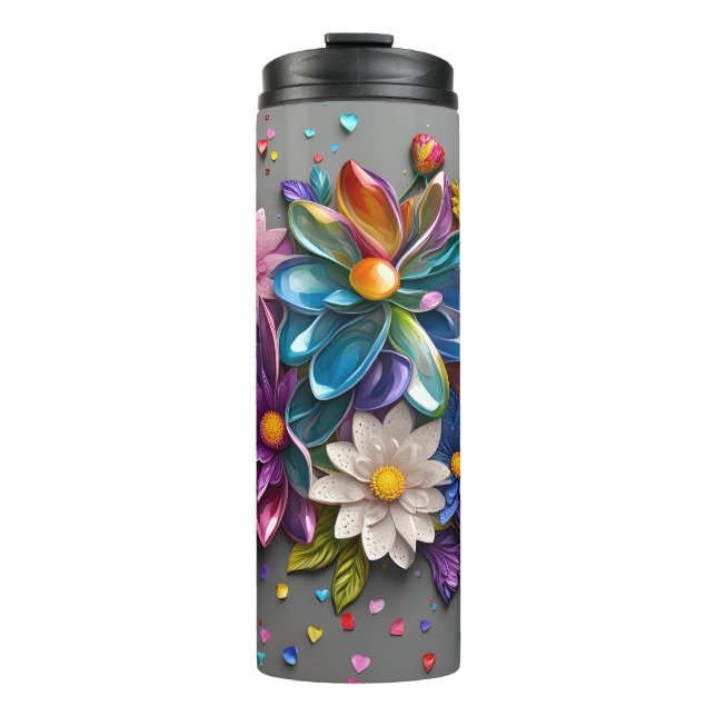 3D-Blumendesign Thermosbecher (Vorderseite)