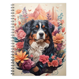 3D Blumenfantasy Bernese Mountain Dog Birds View Notizblock