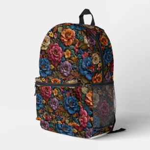 3D-Blumenmuster farbenfroh Bedruckter Rucksack