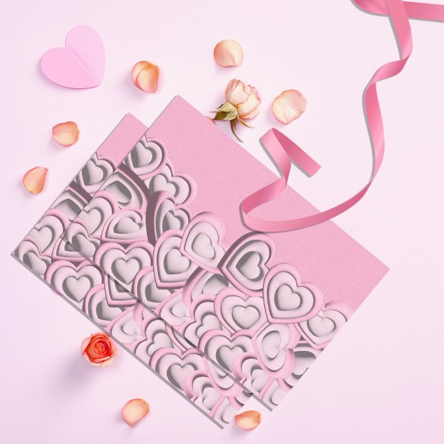 3D Blush Pink Hearts Valentinstag Enttäuschung Seidenpapier (Von Creator hochgeladen)