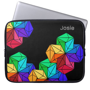 3D Bright Rainbow Random Cubes auf schwarzem Add-N Laptopschutzhülle