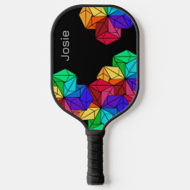 3D Bright Rainbow Random Cubes auf schwarzem Add-N Pickleball Schläger