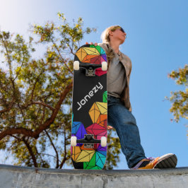 3D Bright Rainbow Random Cubes auf schwarzem Add-N Skateboard