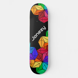 3D Bright Rainbow Random Cubes auf schwarzem Add-N Skateboard