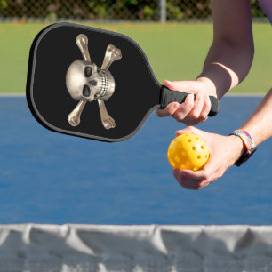3D Bronze-Metallschädel und -kreuze Pickleball Schläger