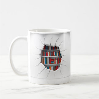 3D-Bücher erscheinen durch durchbrechendes Lochdes Kaffeetasse