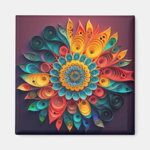3D Bunte Blume Magnet