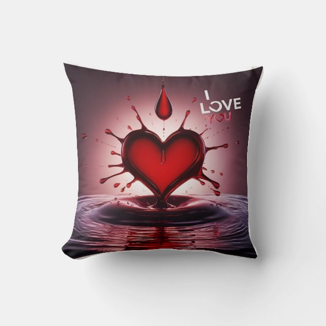 3D Burning Hearts & Tears Kissen (Vorderseite)