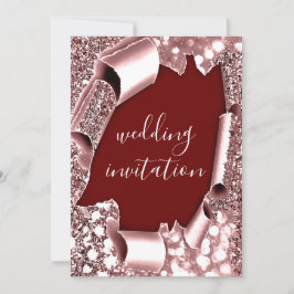 3D Cart Effect Frame Rose Burgundy Hochzeit Einladung