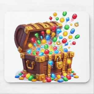 3D Cartoon-Schatzkiste-Edelsteine-Mauspad Mousepad